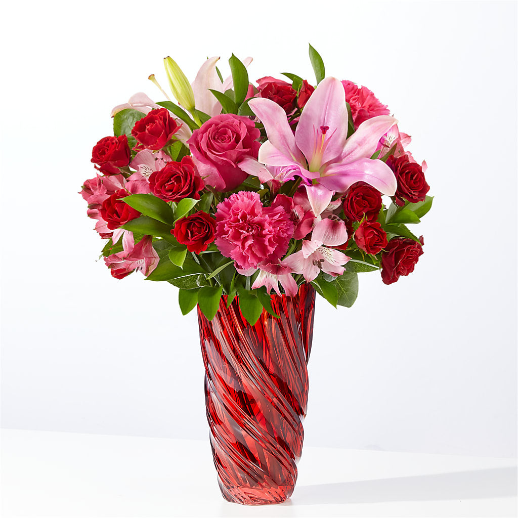In Love Bouquet with Luxe Swirl Vase – Still Blooming, Santa Fe TX