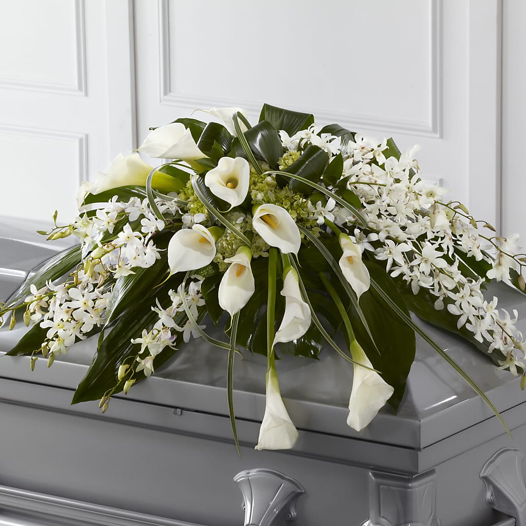 Angel Wings Casket Spray – Still Blooming, Santa Fe TX