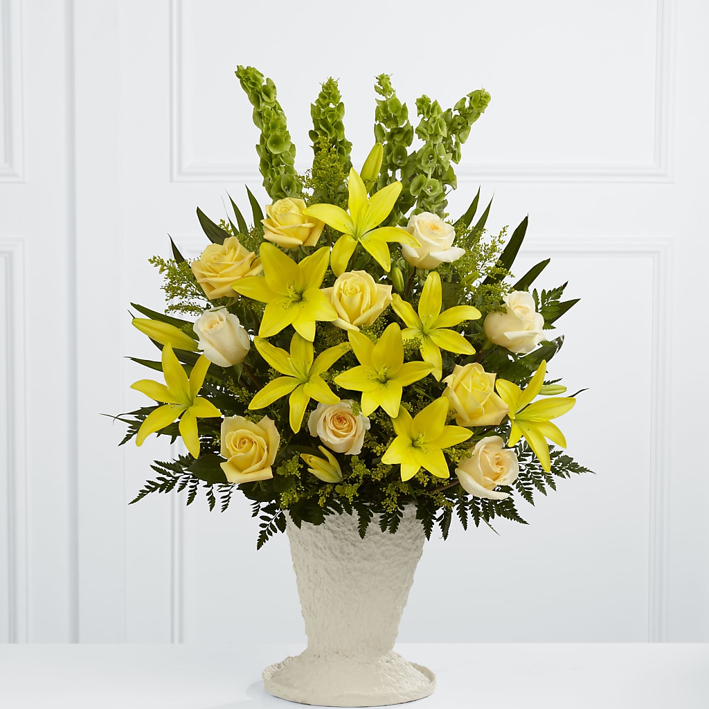 Golden Memories Arrangement – Still Blooming, Santa Fe TX