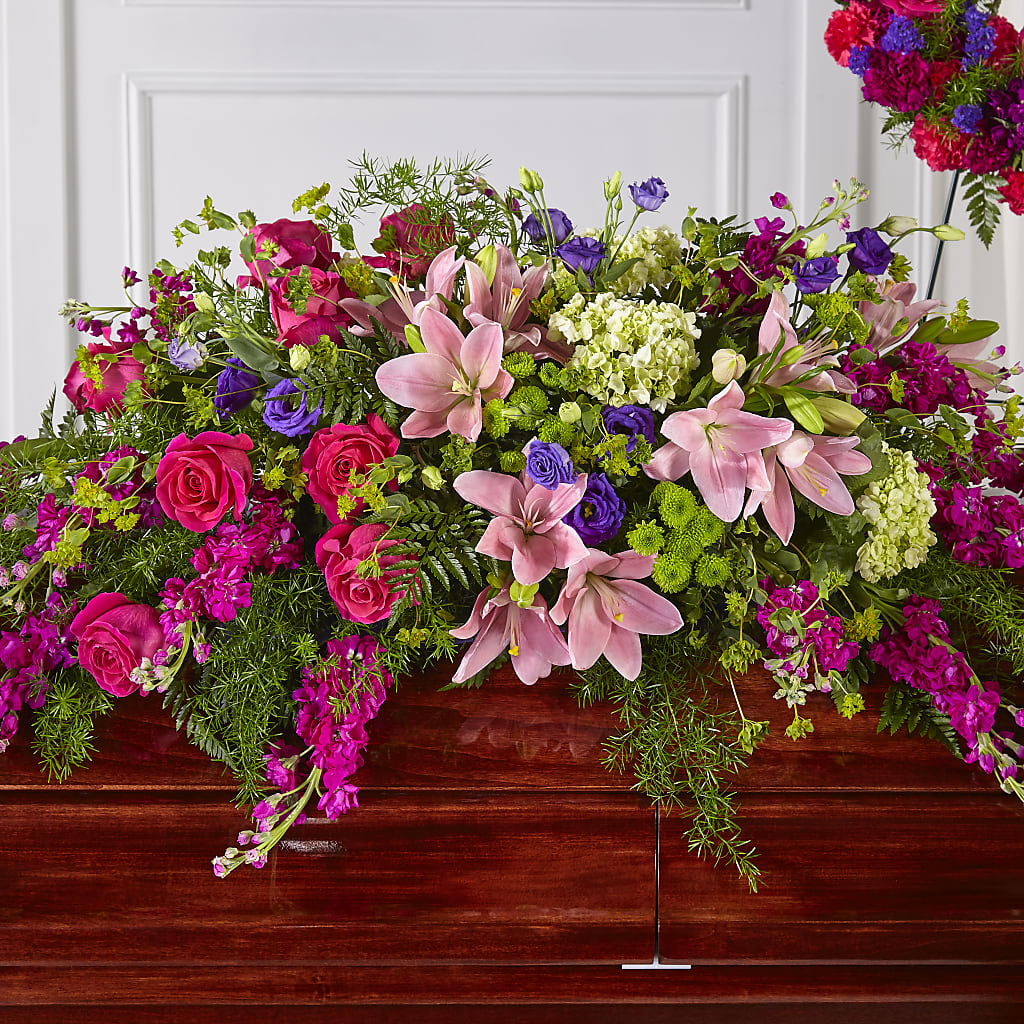 Radiant Tribute Casket Spray – Still Blooming, Santa Fe TX