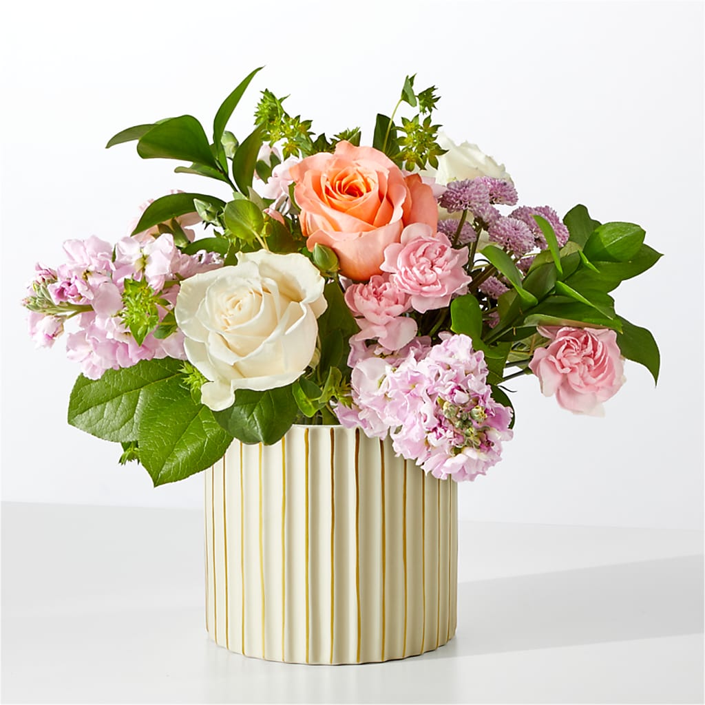 French Market Bouquet with Ivory Vase – Still Blooming, Santa Fe TX