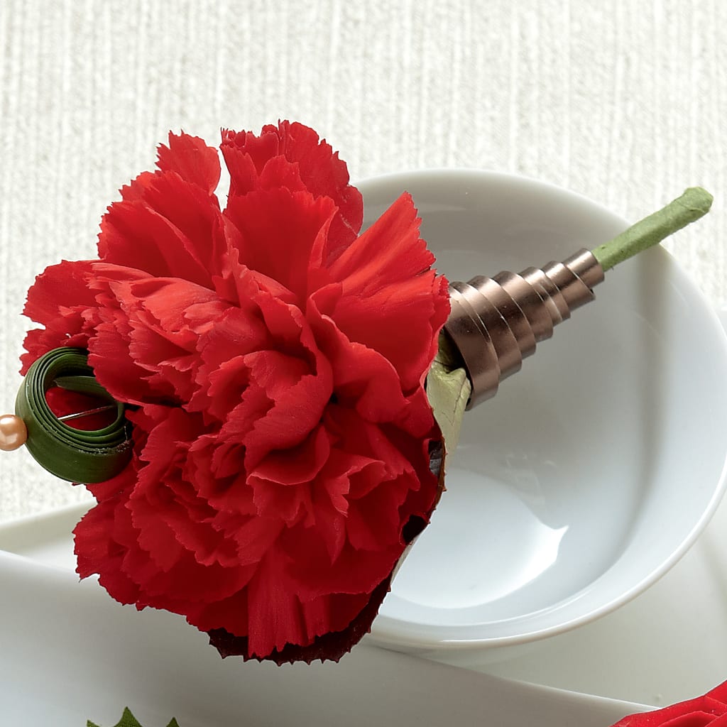 Red Carnation Boutonniere – Still Blooming, Santa Fe TX