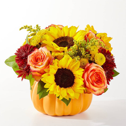 Golden Gourd Pumpkin Bouquet –  Still Blooming, Santa Fe TX