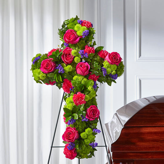 Tribute Rose Floral Cross –  Still Blooming, Santa Fe TX