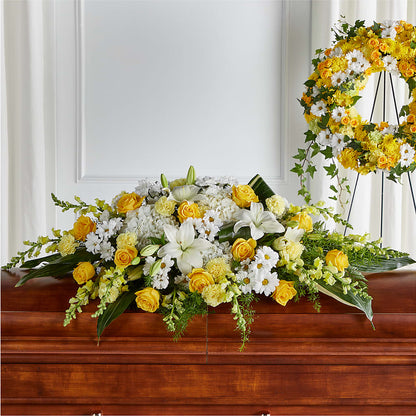 Golden Harmony Casket Spray –  Still Blooming, Santa Fe TX