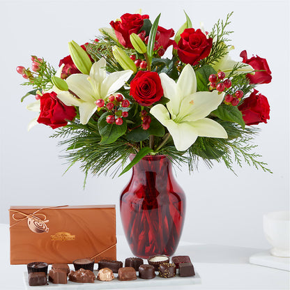 Evergreen Delight Bouquet and Chocolate Gift Set