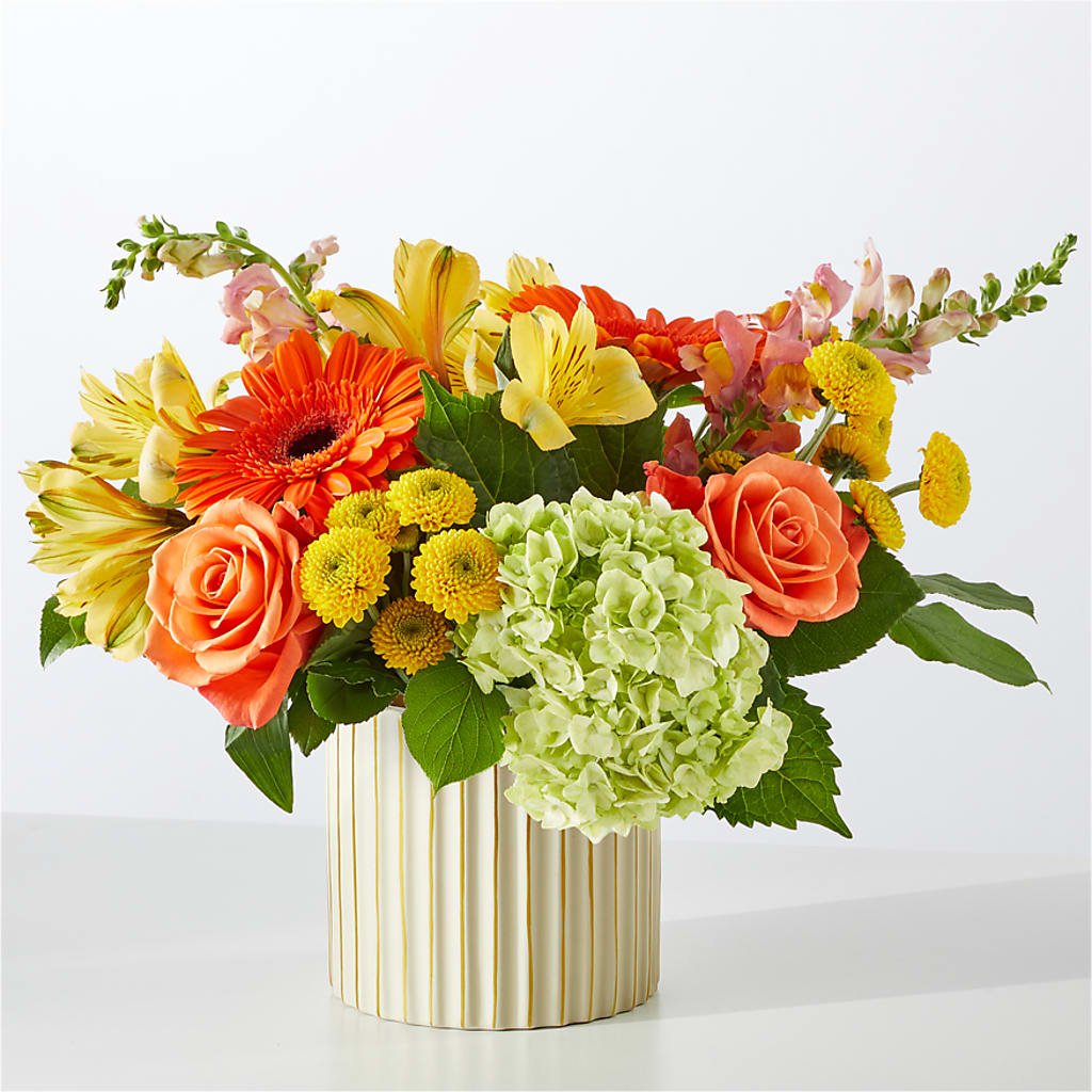 Autumn Sunshine Bouquet with Ivory Vase –  Still Blooming, Santa Fe TX