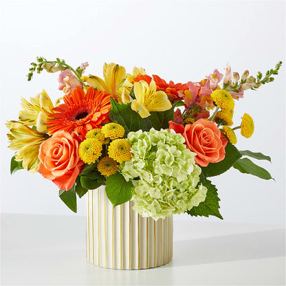 Autumn Sunshine Bouquet with Ivory Vase –  Still Blooming, Santa Fe TX