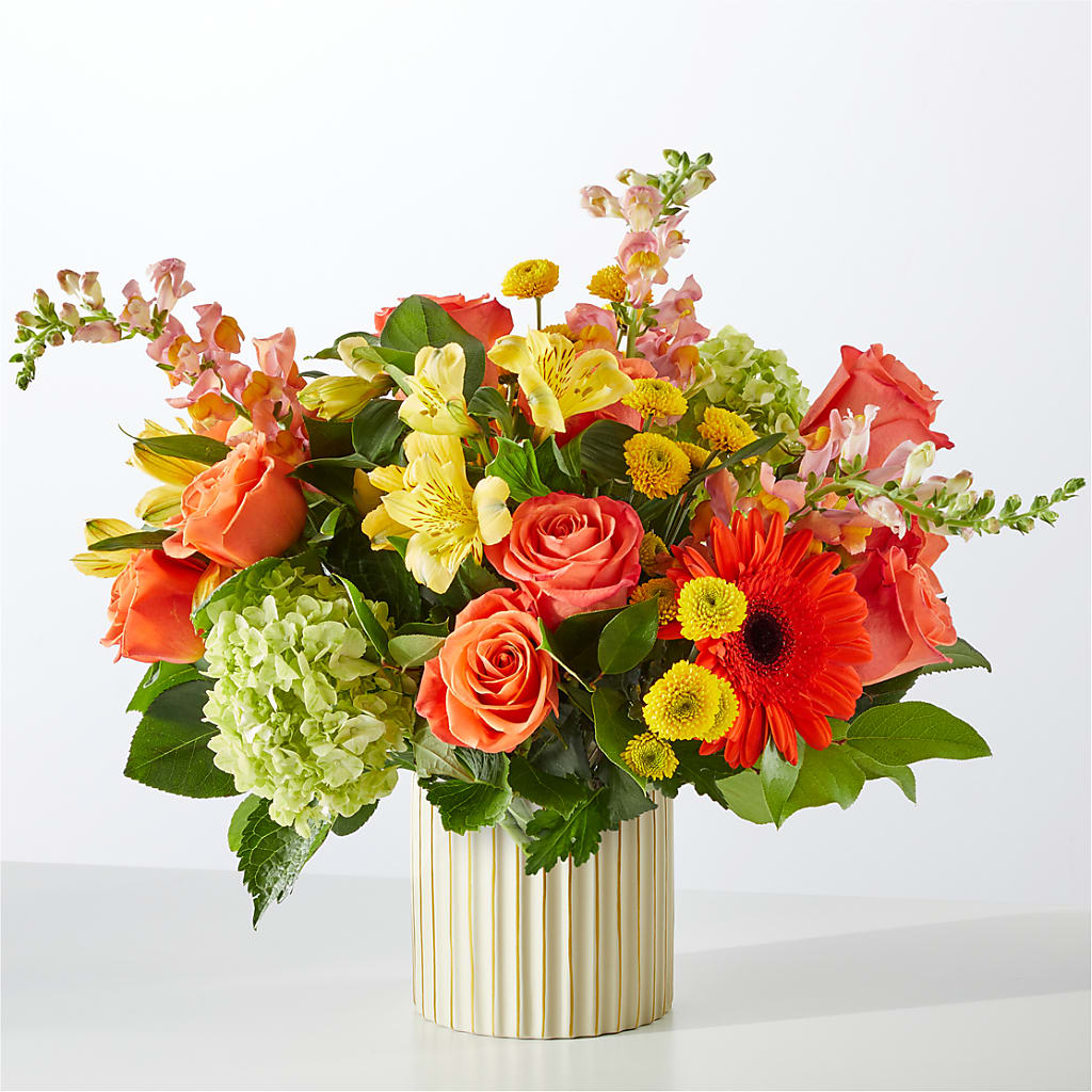 Autumn Sunshine Bouquet with Ivory Vase –  Still Blooming, Santa Fe TX