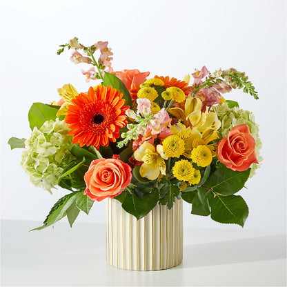 Autumn Sunshine Bouquet with Ivory Vase –  Still Blooming, Santa Fe TX