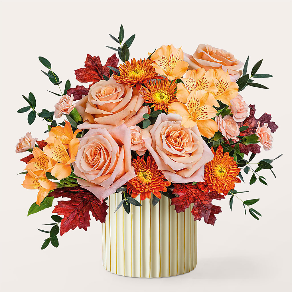 Spiced Latte Bouquet with Ivory Vase –  Still Blooming, Santa Fe TX