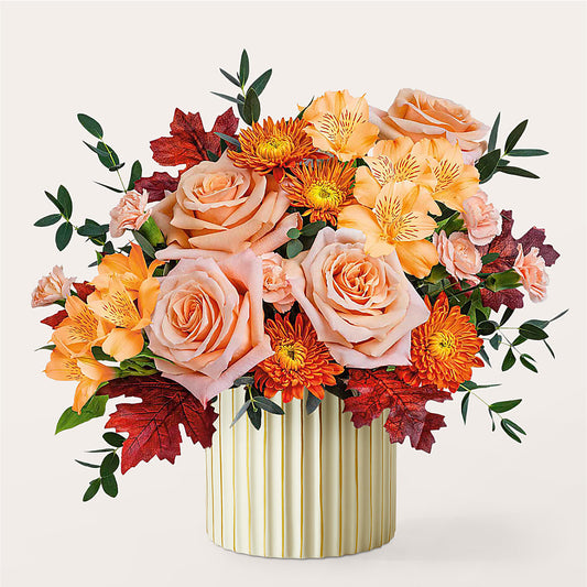 Spiced Latte Bouquet with Ivory Vase –  Still Blooming, Santa Fe TX