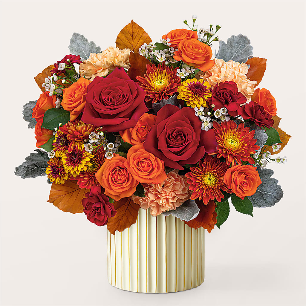 Merlot Bouquet with Ivory Vase –  Still Blooming, Santa Fe TX