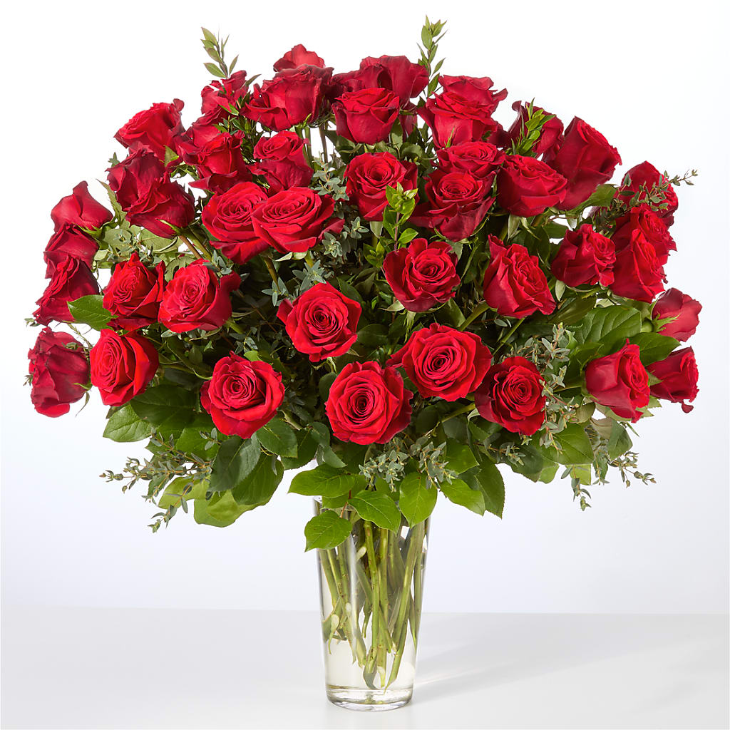 Forever Yours Fifty Stem Red Rose Bouquet –  Still Blooming, Santa Fe TX