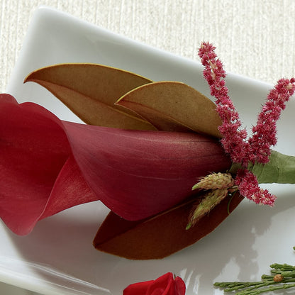 Red Calla Boutonniere –  Still Blooming, Santa Fe TX