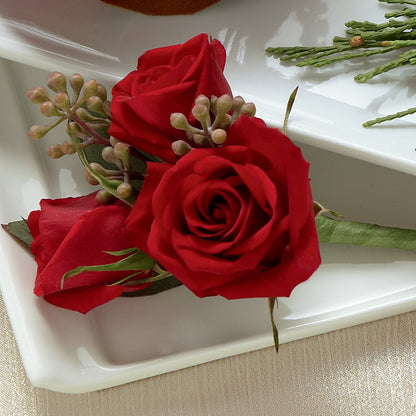 Red Spray Rose Boutonniere –  Still Blooming, Santa Fe TX